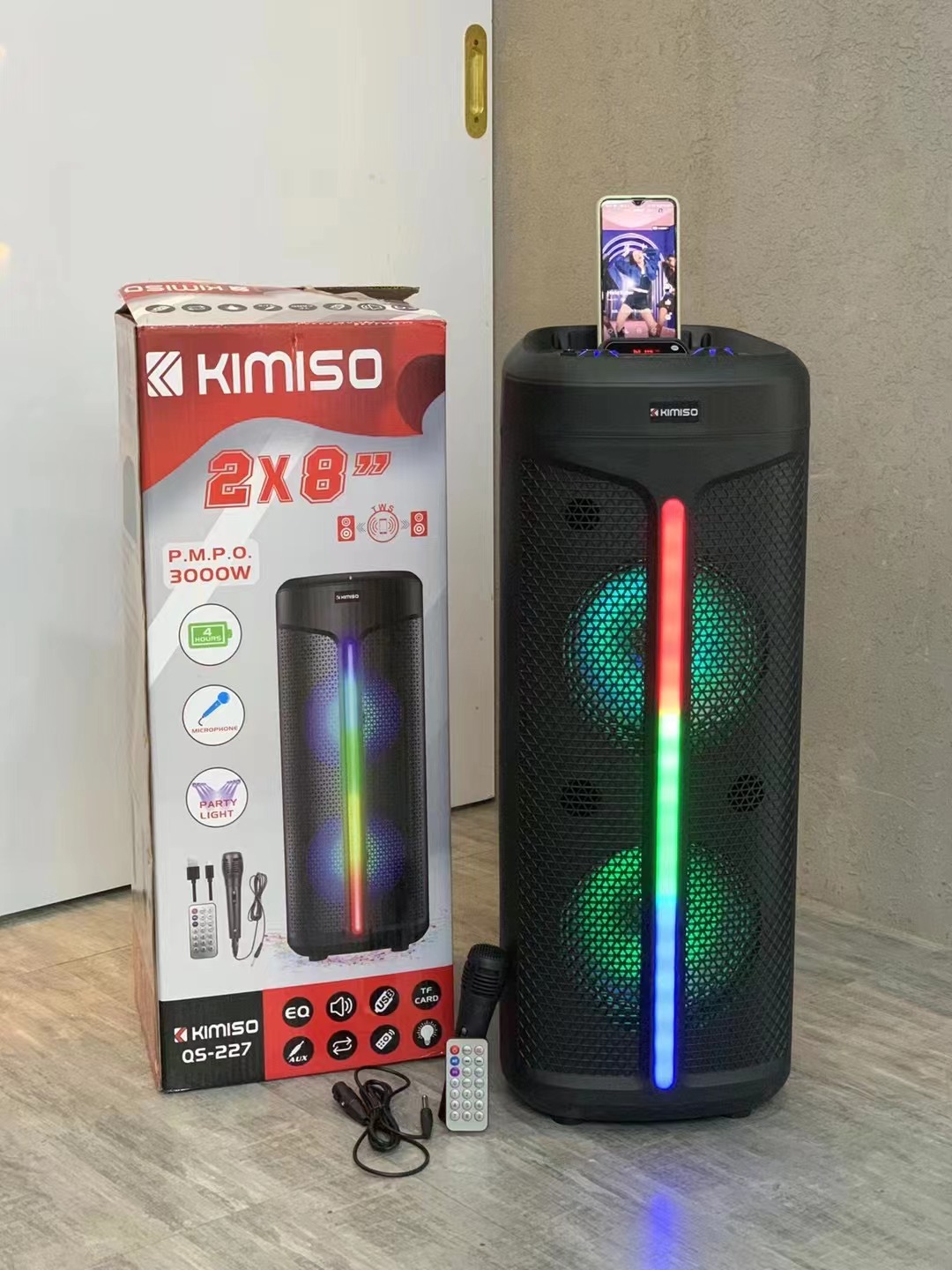 KIMISO Outdoor Portable BT Speaker Colorful Light Subwoofer Party