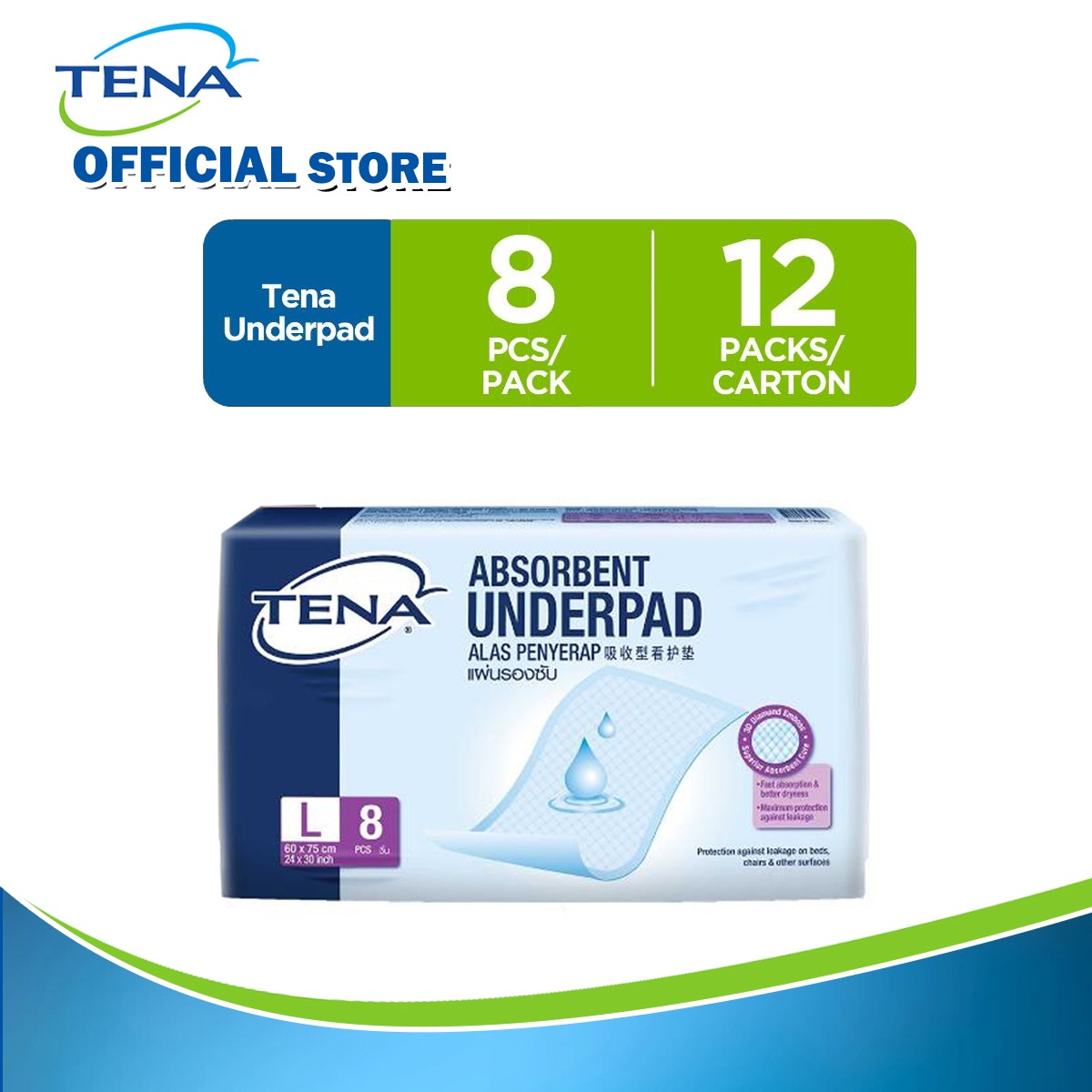 TENA ABSORBENT UNDERPAD LARGE (8PADS) | Lazada PH