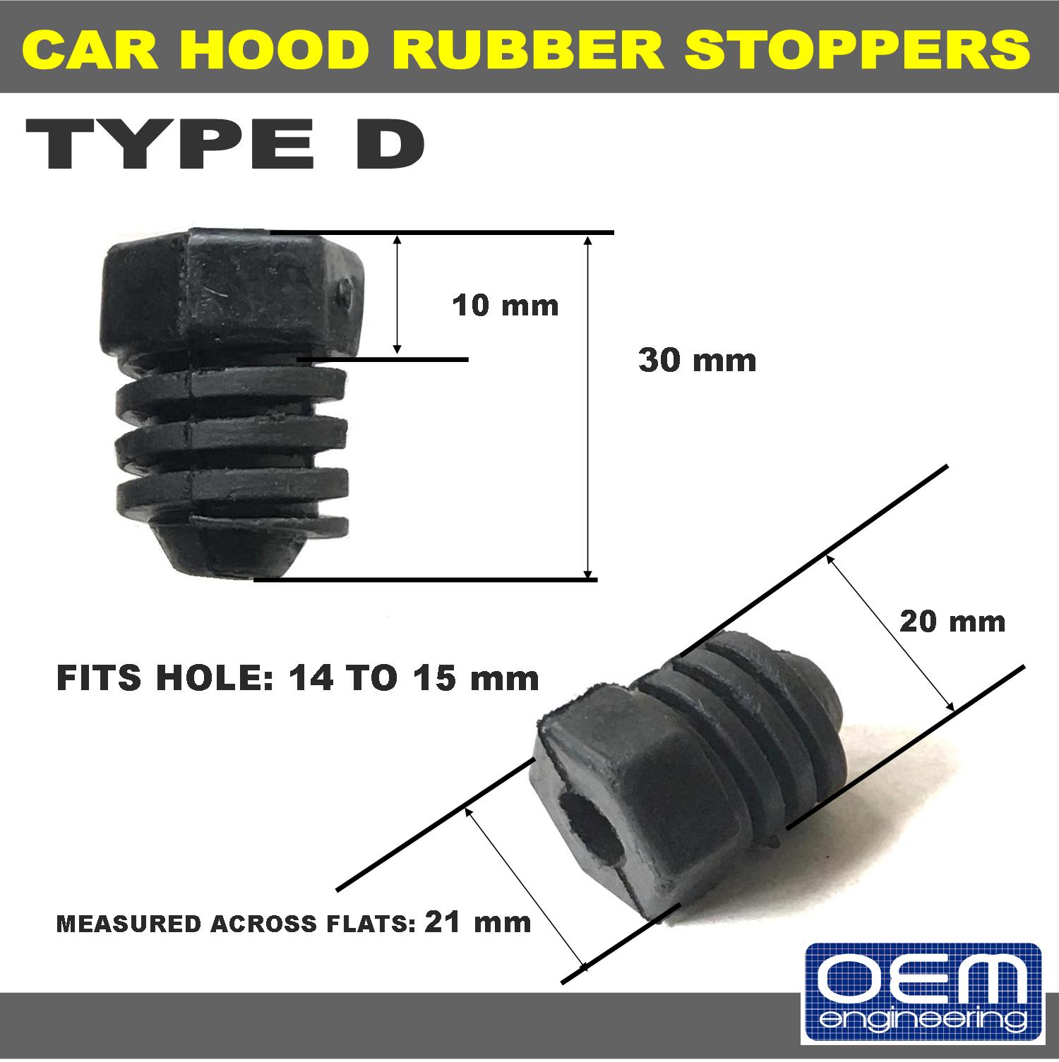 OEM Engineering CAR HOOD RUBBER STOPPERS Type D , Hood Stopper , Hood