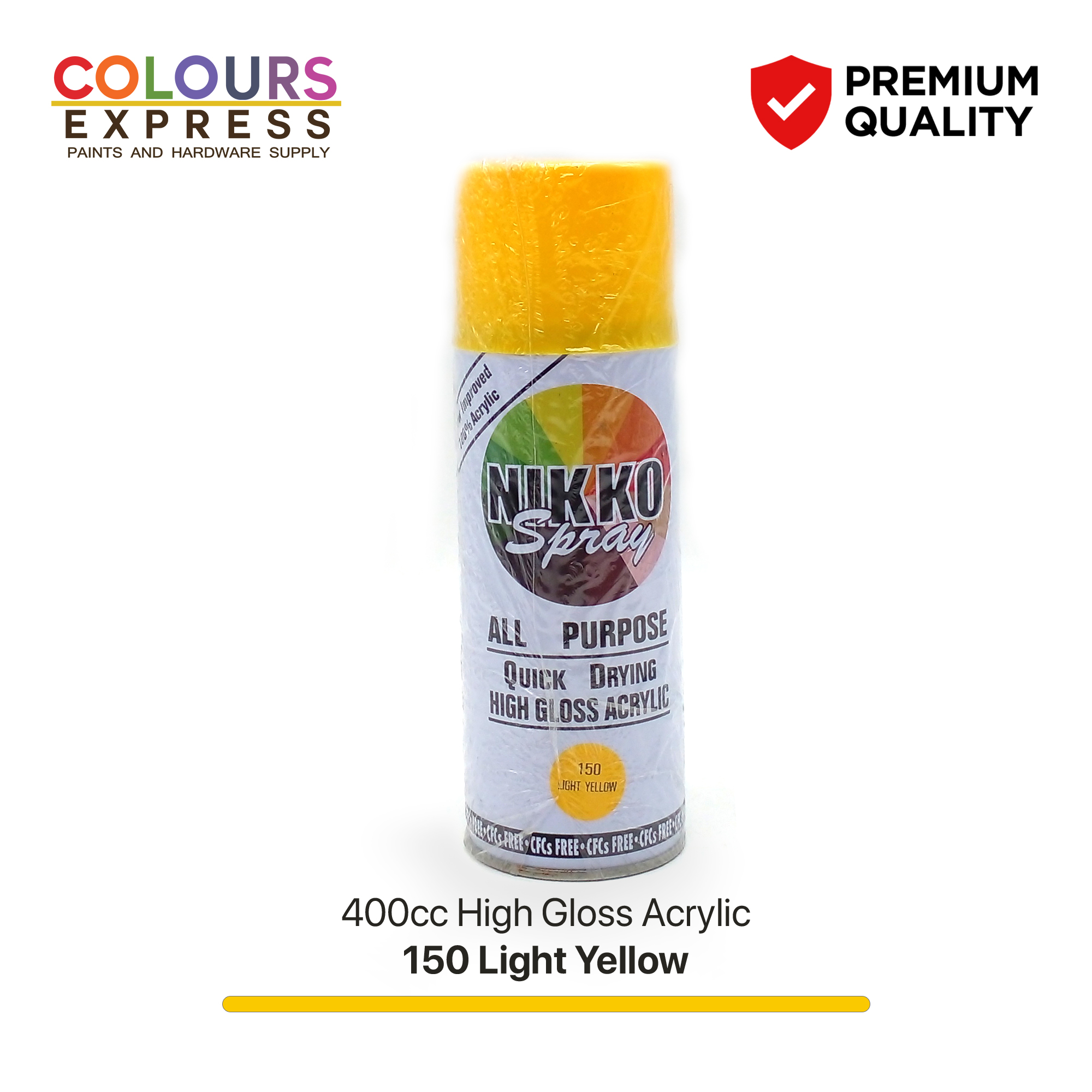 NIKKO Spray Paint 150 light yellow All Purpose Quick Drying HighGloss