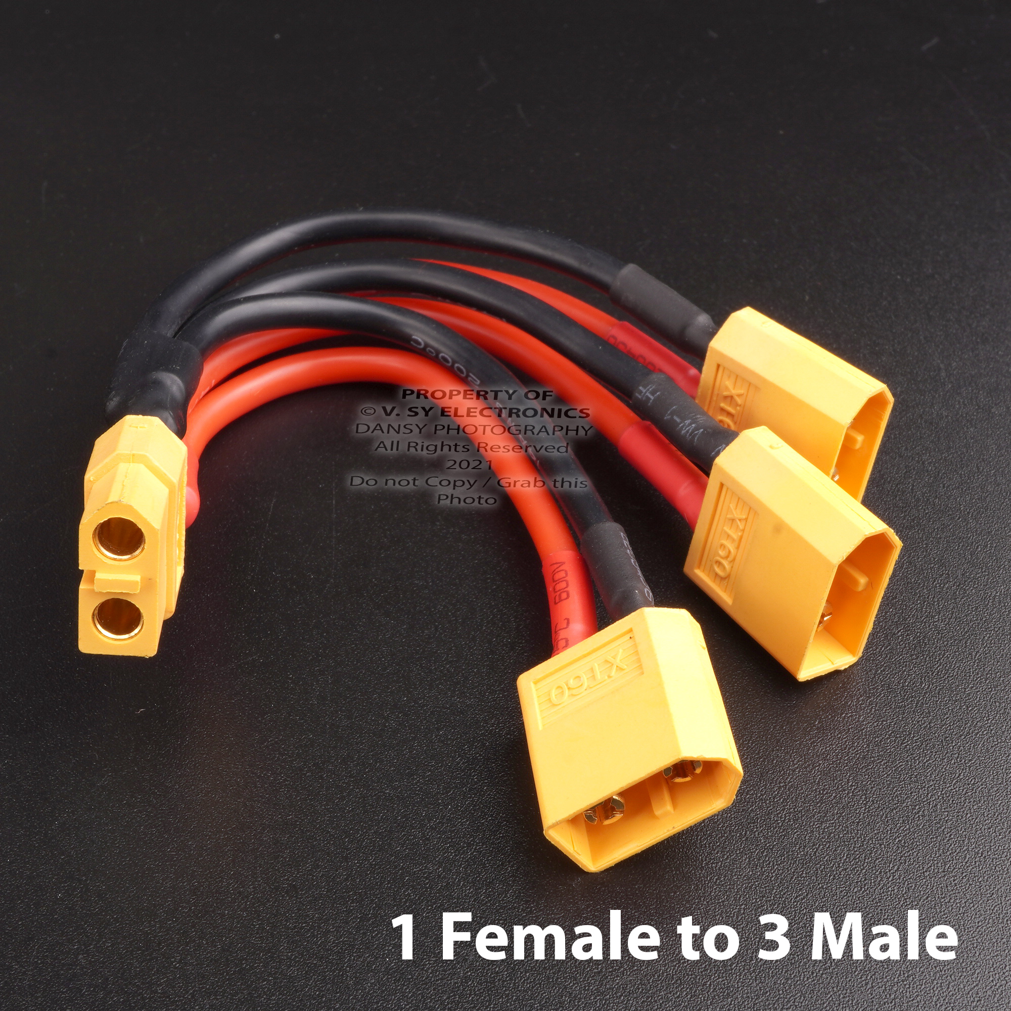Triple XT60 Parallel Male Female Y Splitter 1M to 3F / 1F to 3M Plug