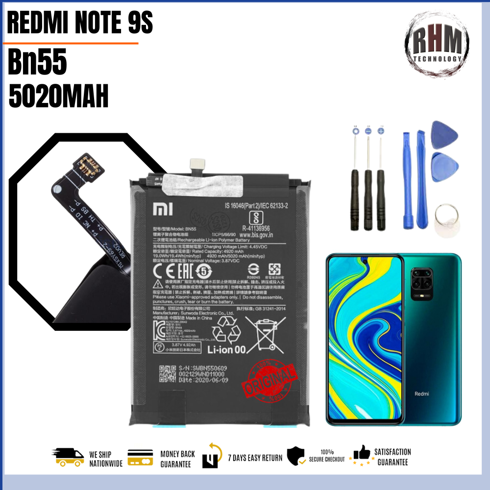 For Xiaomi Redmi Note 9s Battery Model Bn55 5020mah Original Equipment Manufacturer High 8945