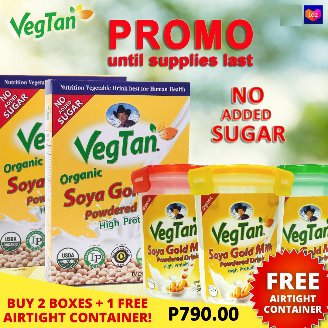VEGTAN Organic Soya Gold Milk Powdered Drink NO ADDED SUGAR, 2 boxes