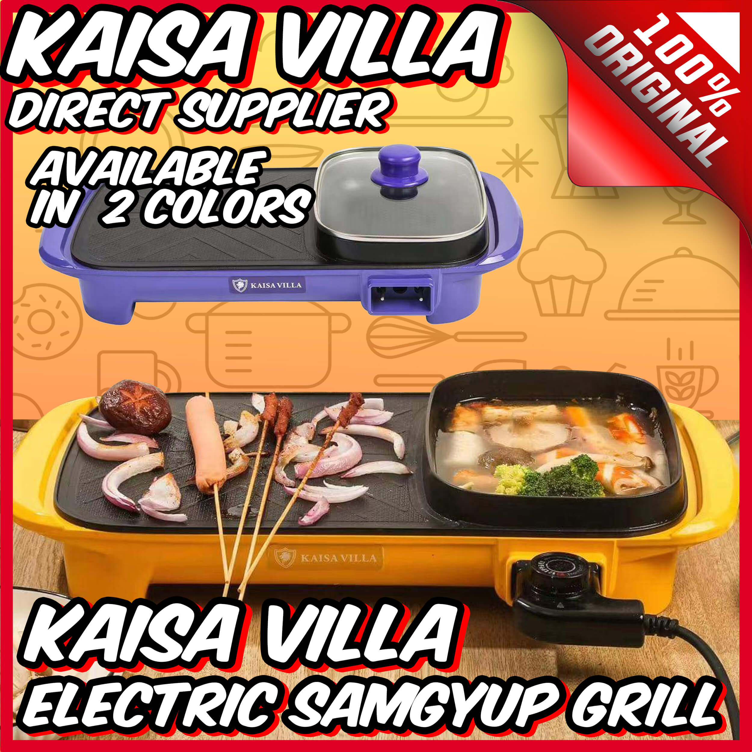 Kaisa Sampyupsal Electric Pot Nonstick BBQ Grill Hotpot Electric