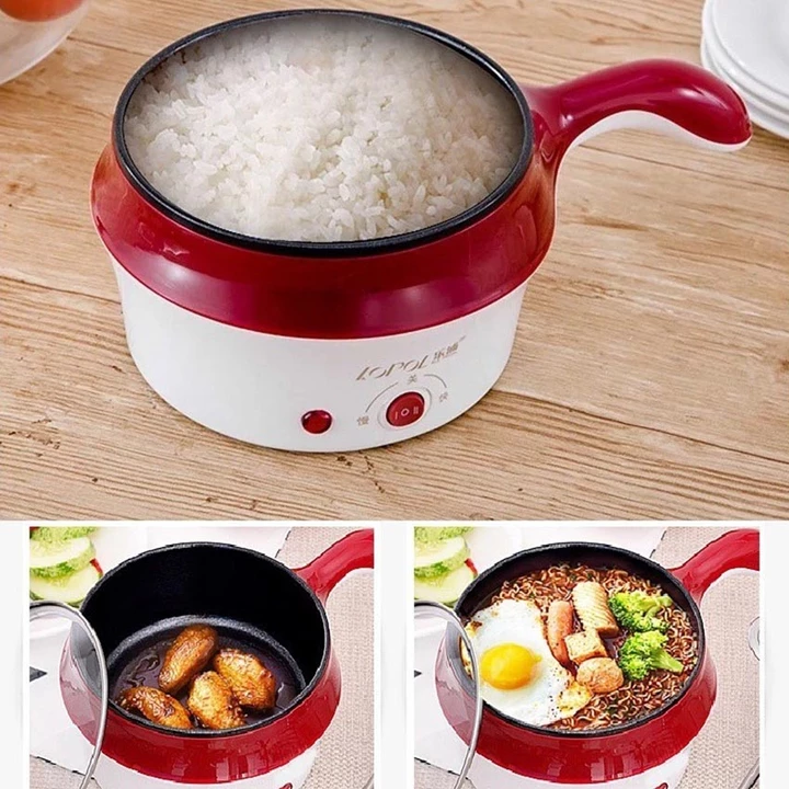TOPCHANCES Multi-Function Electric Skillet Wok Electric Cooker Hot Pot for  Cook Rice Fried Noodles Stew Soup Steamed Fish Boiled Egg Small Non-Stick  with Lid 110V 