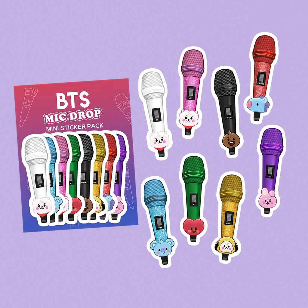 ⁷ KPop BTS Fanart / Fanmade Microphones Glitter Sticker Pack Lazada PH