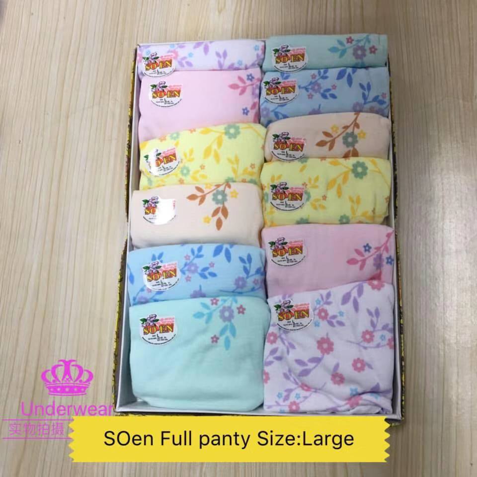 Original SOEN Ladies Full panty random color (GP) (6 pcs/microwavable  container)