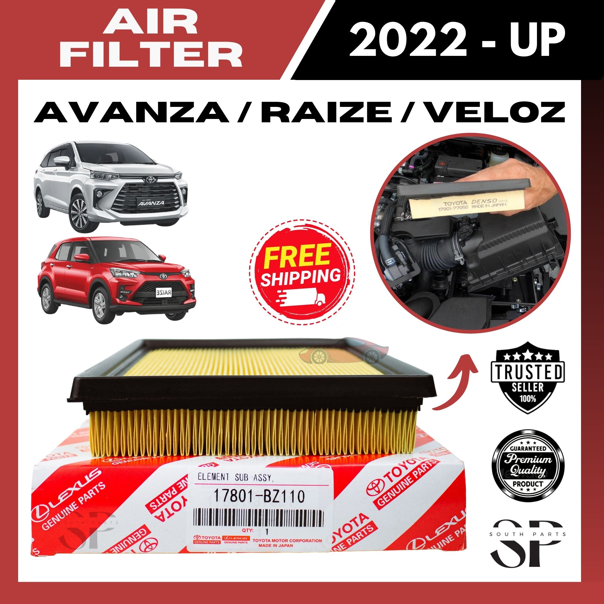 SALE! AIR FILTER for TOYOTA AVANZA / RAIZE / VELOZ (2022Up) (17801