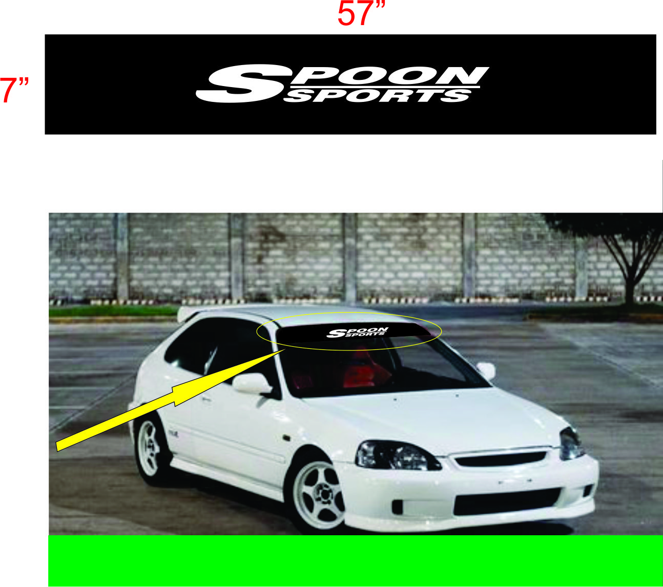 Spoon Sports windshield sticker (size: 7 x 57 inches) color: matte black u0026  matte white