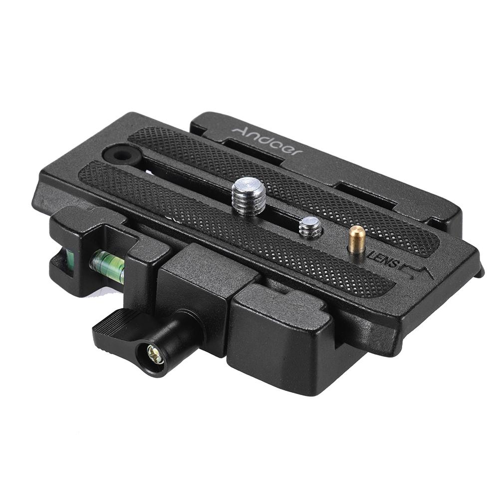 Andoer Video Camera Tripod Quick Release Clamp Adapter with Quick Release Plate Compatible for Manfrotto 501 500AH 701HDV 503HDV Q5 Head