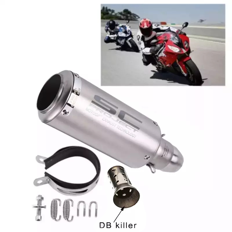 38-51mm Motorcycle Exhaust With Silencer SC Racing Project Escape Moto  Muffler For Pit Bike Cafe Racer pcx r6 z900 mt07 g310gs er6n fz6 SC project Exhaust  Muffler Tailpipe Tip Stainless 51mm Motorcycle