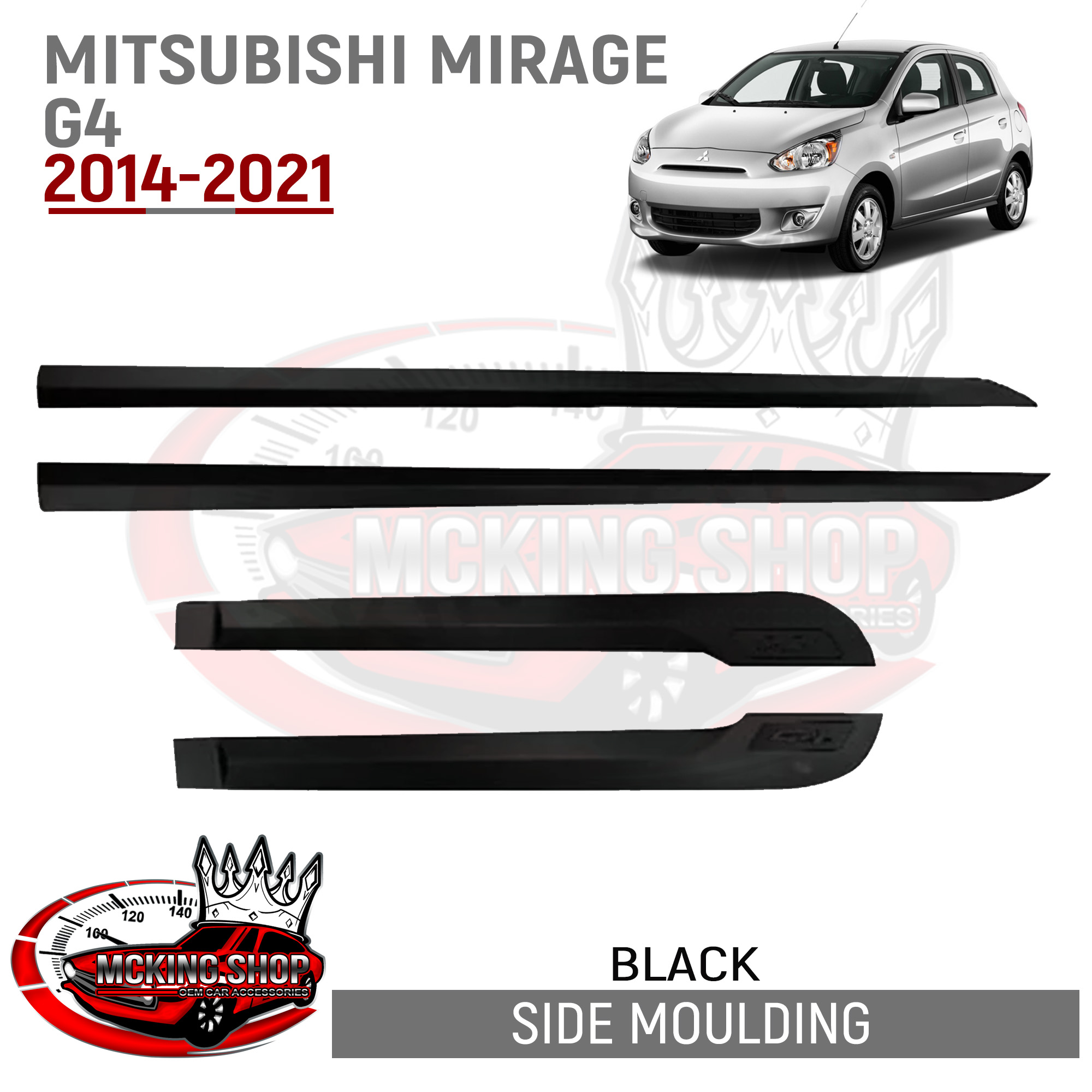 Mitsubishi Mirage G4 2014-2021 Side Body Moulding (Matte Black) | Lazada PH