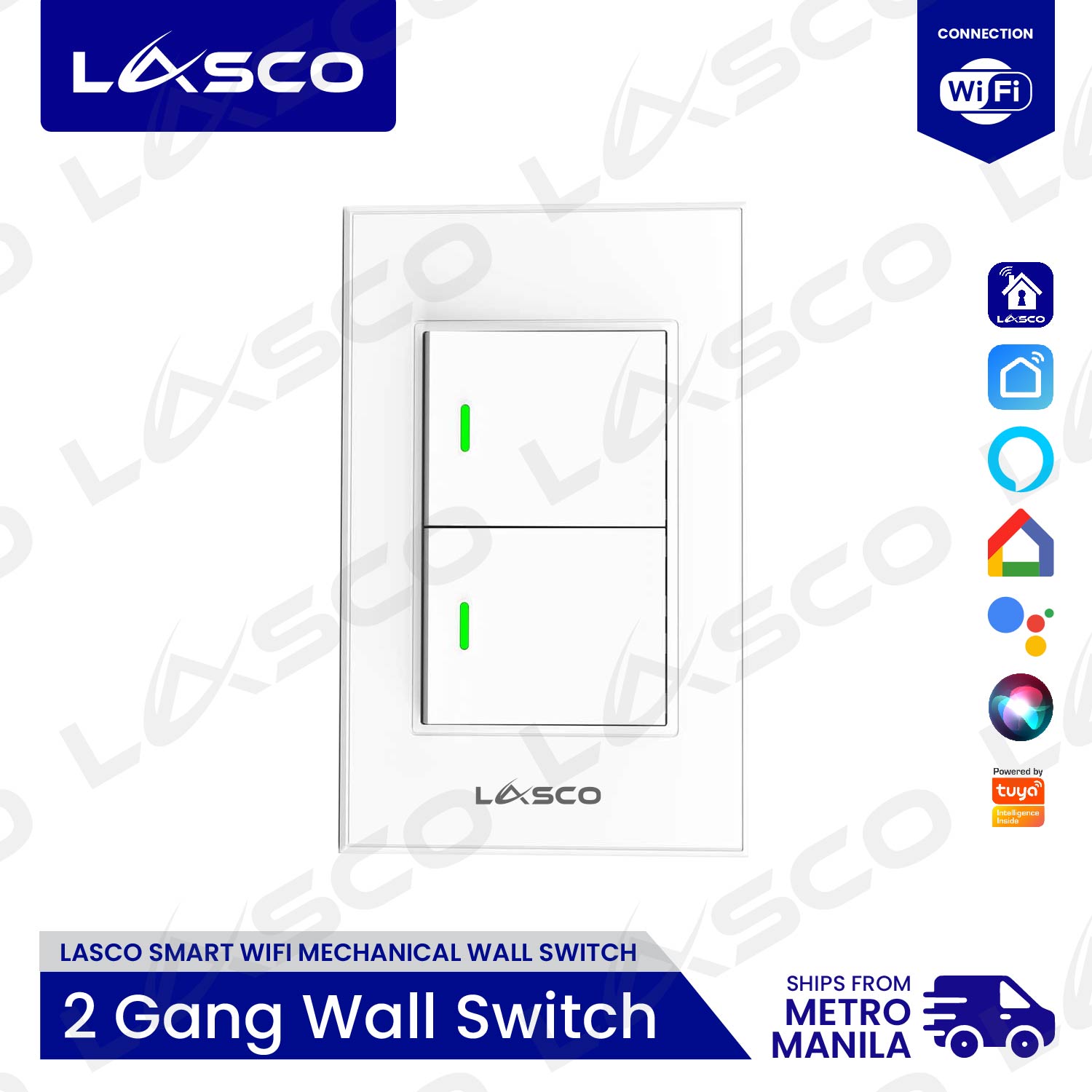 LASCO New Version WIFI Light Switch 2 GANG Mechanical Wall Switch for