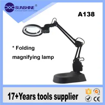 Sunshine A138 Table Desk Clamp Mount Magnifying Lamp Optical Glass