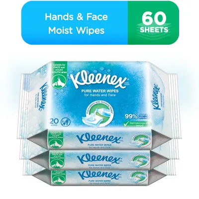 Kleenex Pure Water Wipes 20 sheets x 3 packs (60 pcs)