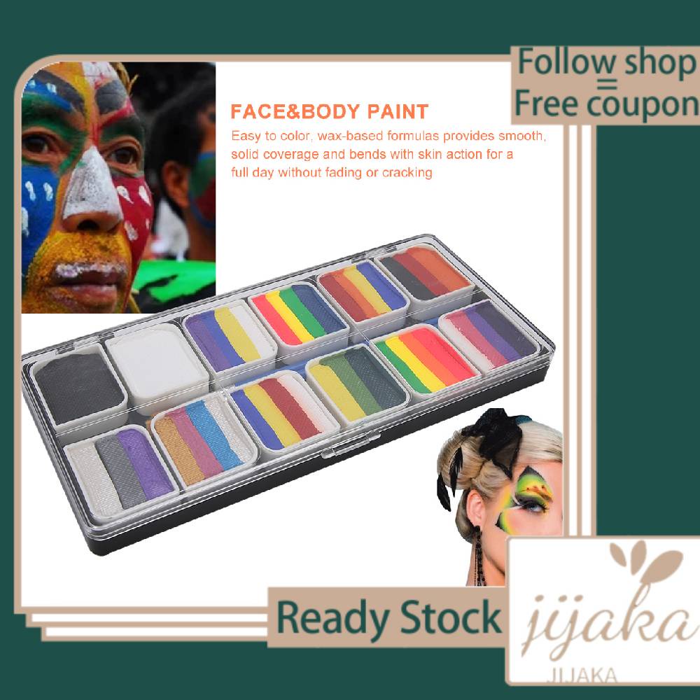 Jijaka Face & Body Paint Kit 12 Colors Water Based No Fading Halloween Party  Ball Game Fan Art Makeup Pigment | Lazada PH