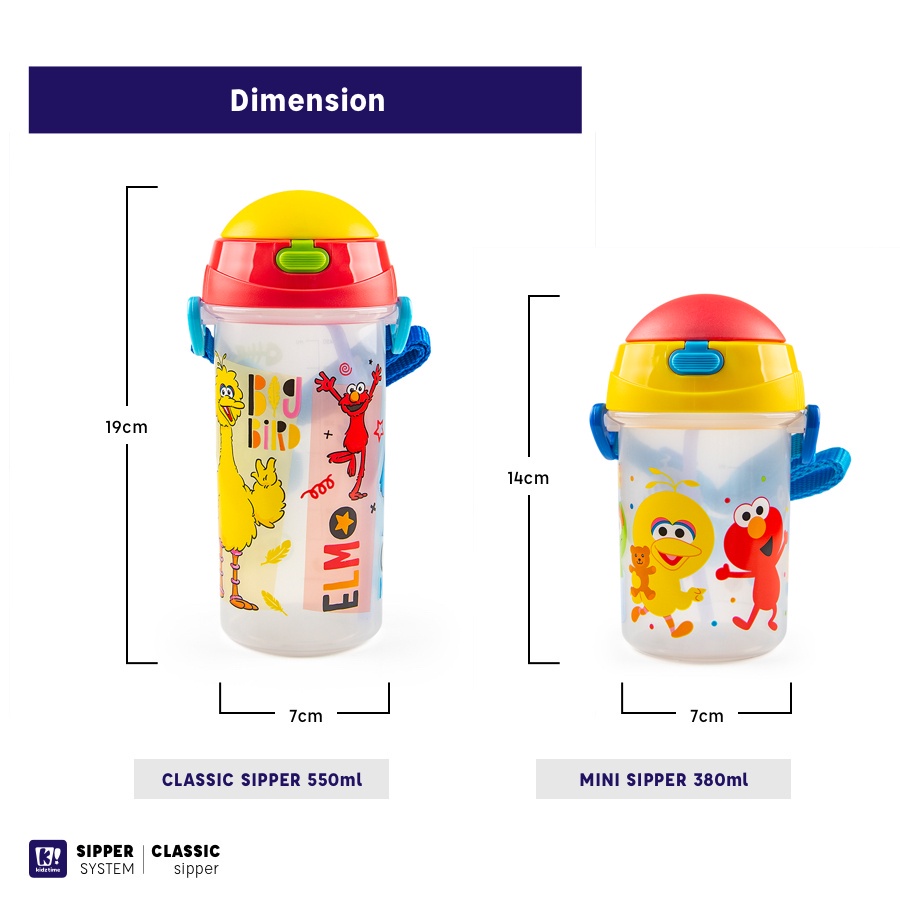 Sesame Street Elmo 550ml Water Bottle with Straw & Long Strap (BPA
