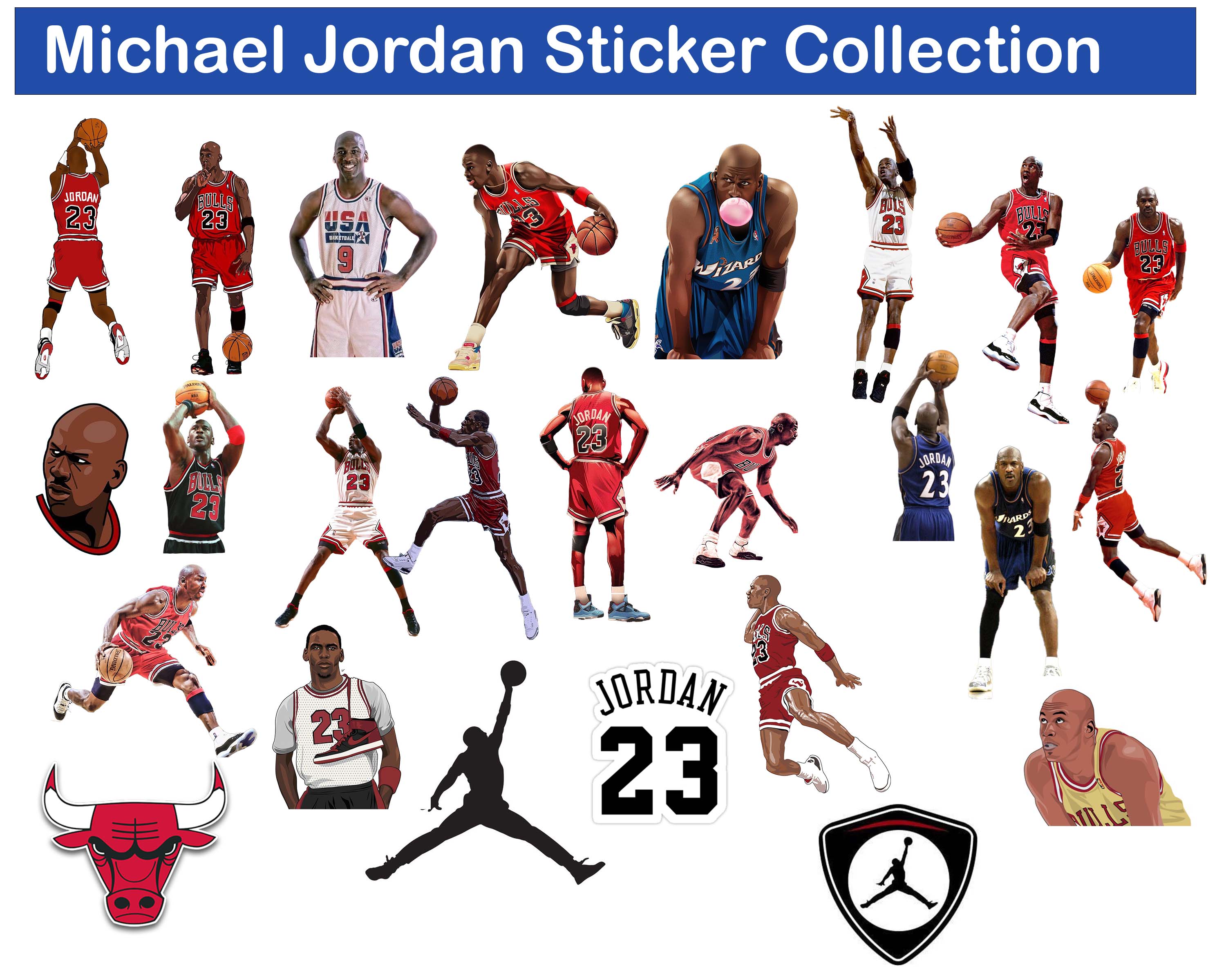 Michael Jordan Moves and Highlights Waterproof Stickers for Aqua flask