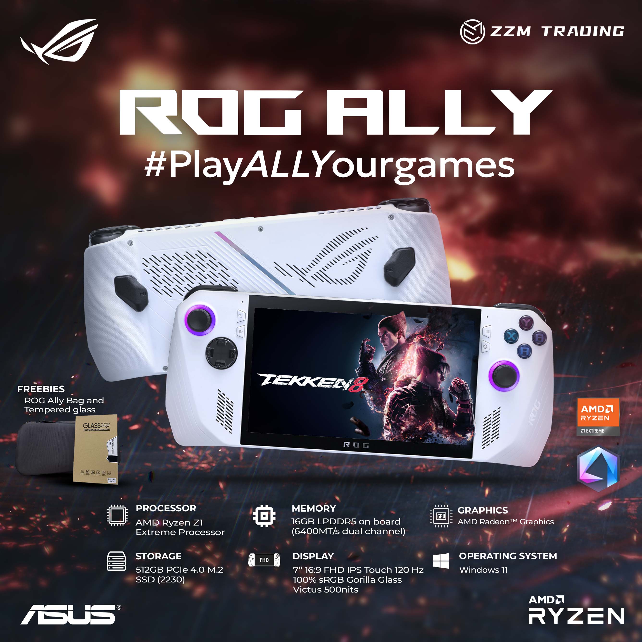 ROG Ally 7 120Hz FHD Touch IPS LED 1080p Display, Handheld Video Game  Consoles by ASUS, AMD Ryzen Z1 Extreme, 16GB RAM|2TB SSD, MicroSD|Wi-Fi 6E