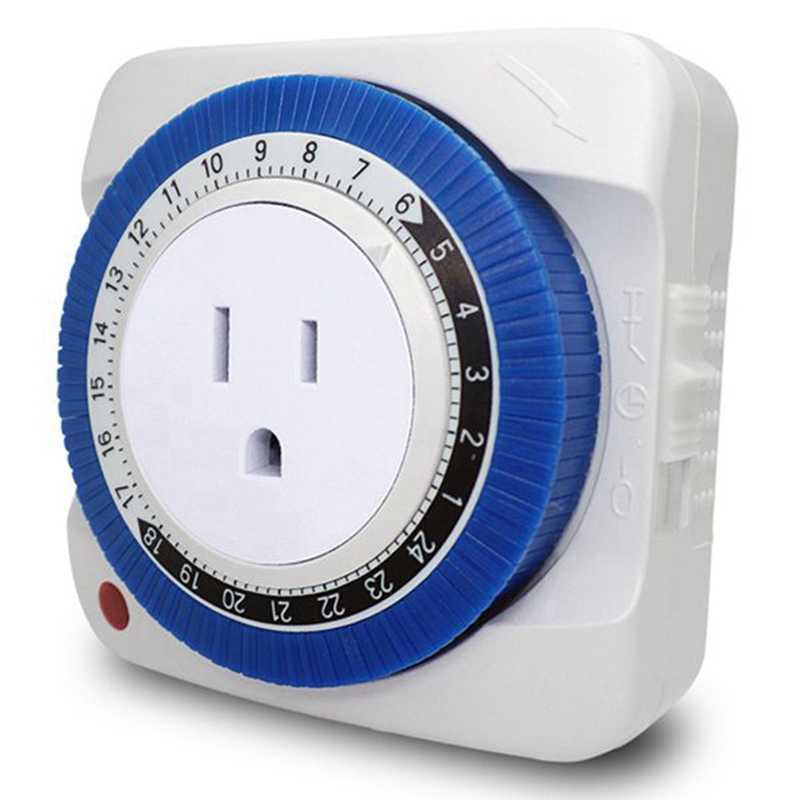 24 Hour Timer Socket Mechanical Program Timer Switch Socket 230V Wall Outlet Protector Energy Saveing(US Plug)