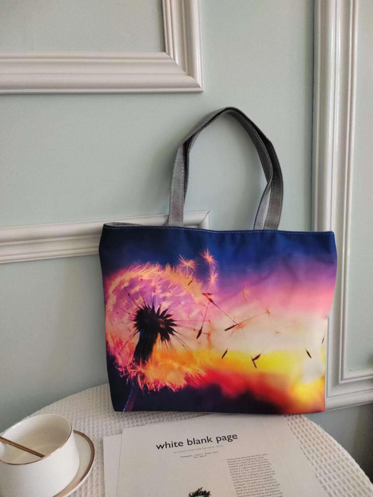 Korean New Fashion Canvas Tote Bag Black White Canvas Shoulder Bag