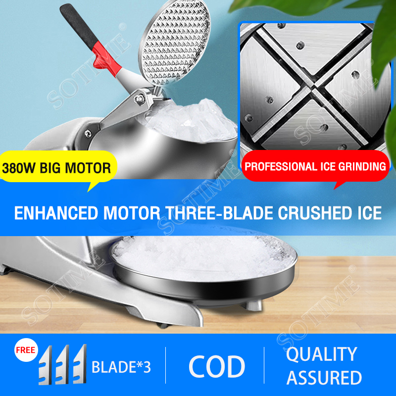 Sotime metal material 3 blades 380W Shave ice machine,ice grinder