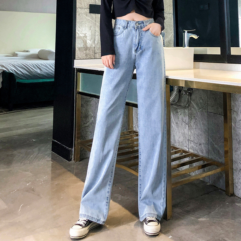 Women's Casual High Waist Straight-Leg Jeans