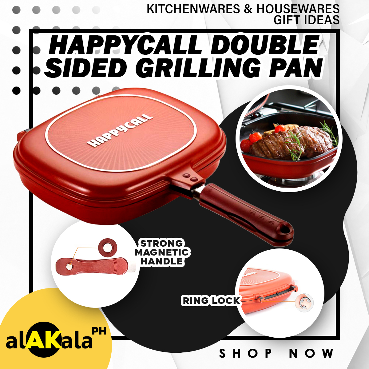 Happycall - Nonstick Double Pan, Omelette Pan, Flip Pan, Square