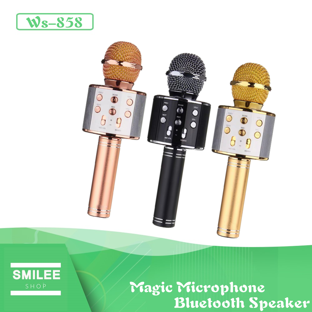 100% Original Smilee WS858 Karaoke Microphone WS-858 Wireless Bluetooth Hi-Fi Speaker | Lazada PH