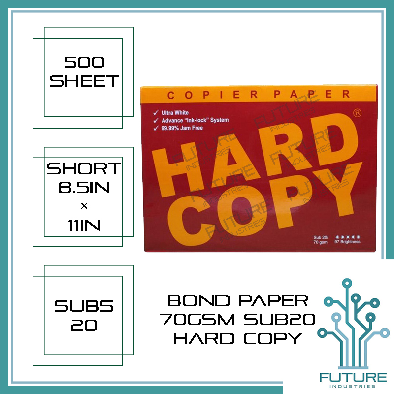 Bond Paper Hard Copy Paper 1 Ream 500 Sheets Per Ream Sub20 70gsm