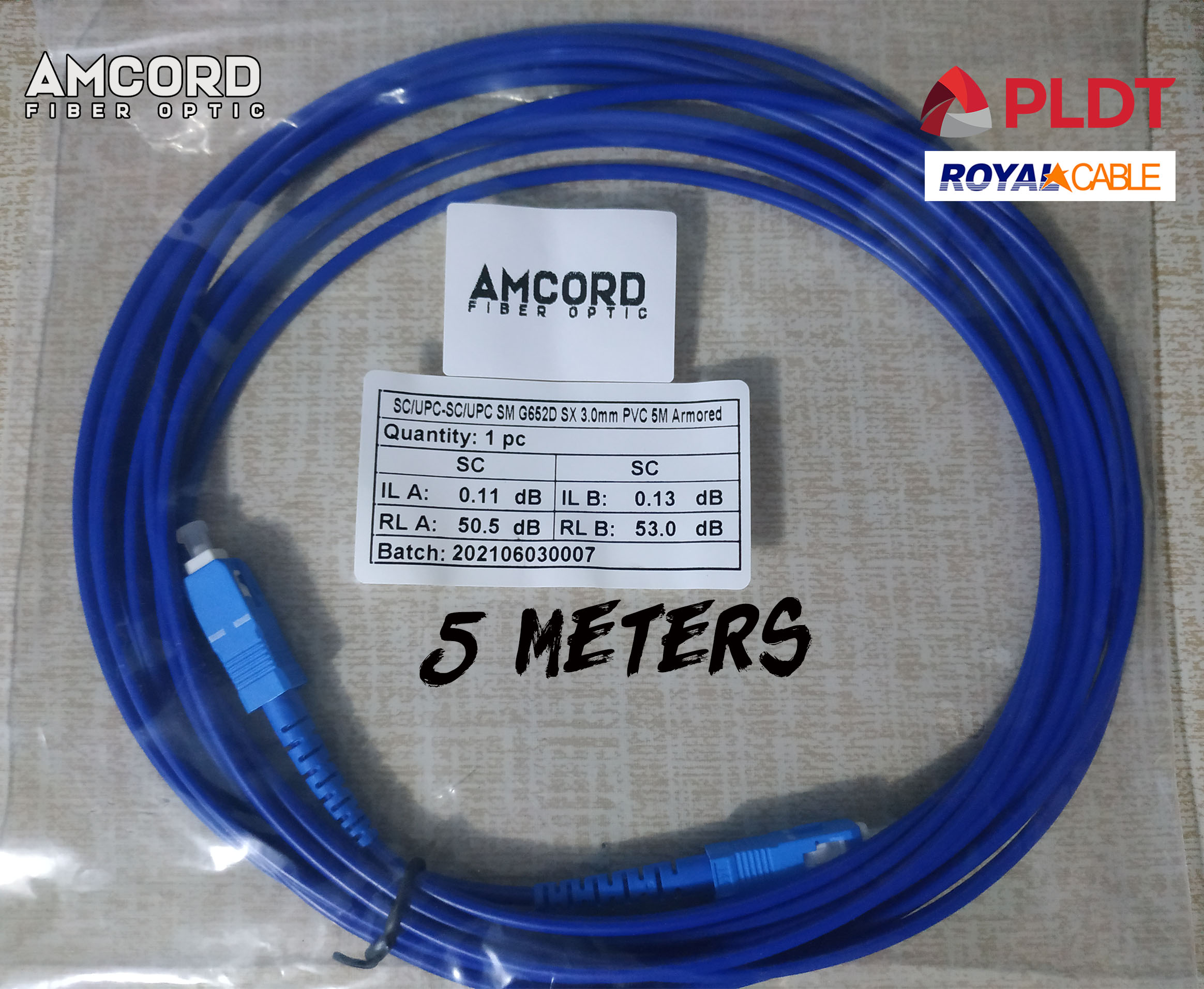 Fiber Optic Cable Patch Cord Armored blue connectors SC/UPCSC/UPC (for