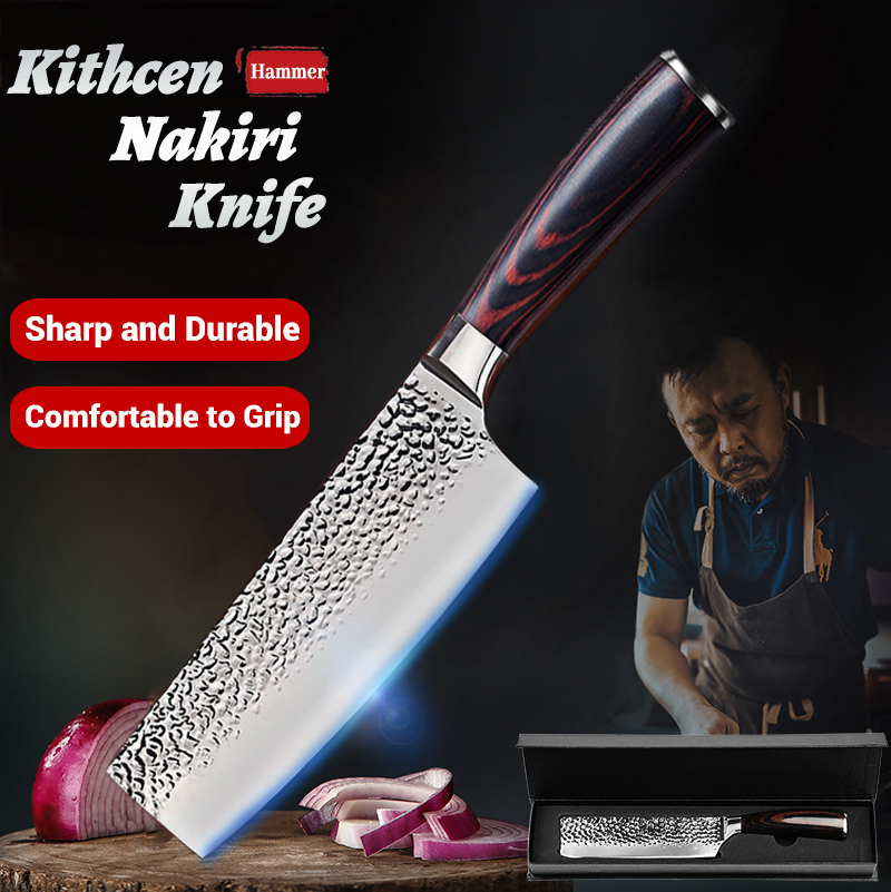 Kitchen Nakiri Knife Chef Japanese Knife Cut Meat Gyuto butcher Knife Utility Slicing Santoku