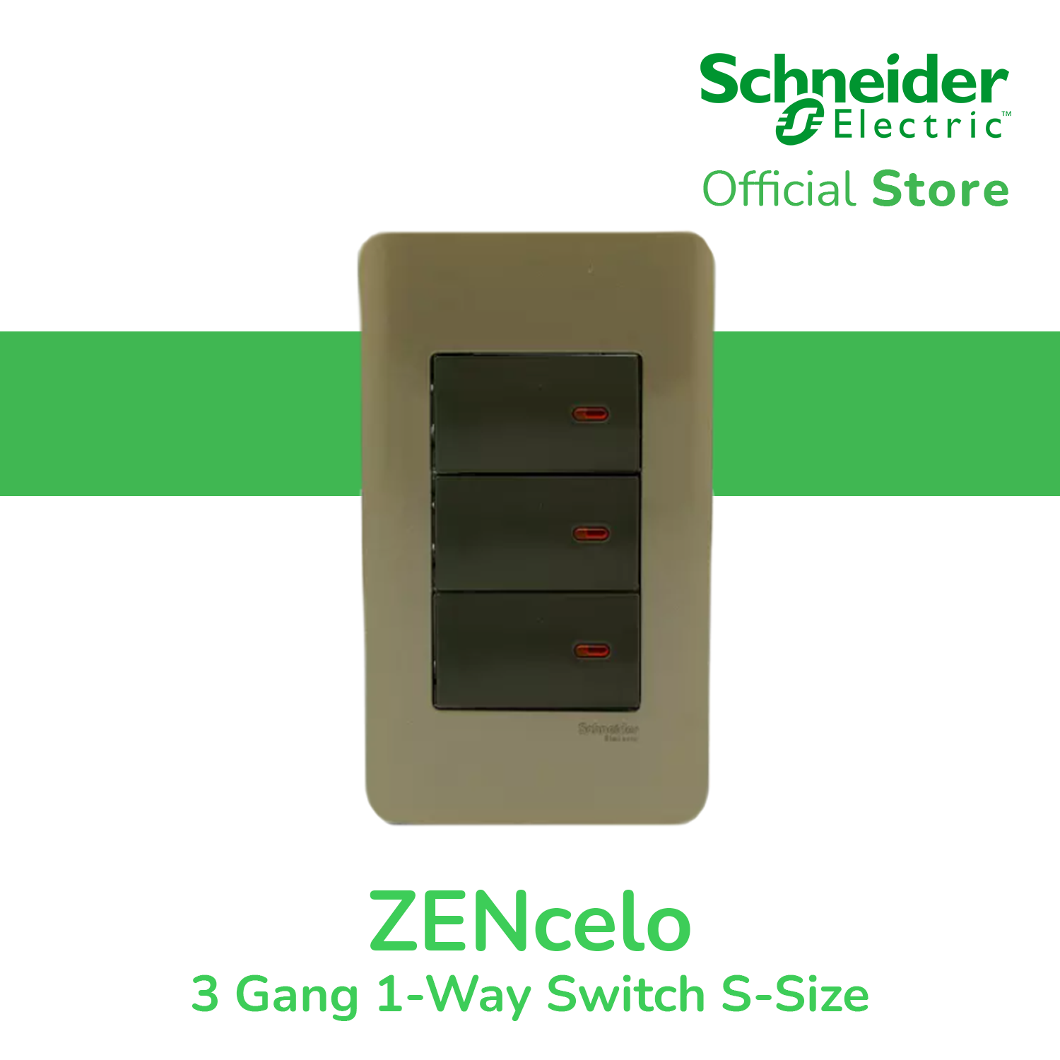 Schneider ZENcelo 3 Gang 1 Way Small Size Switch (CAZN1W3GSMBZ) | Lazada PH