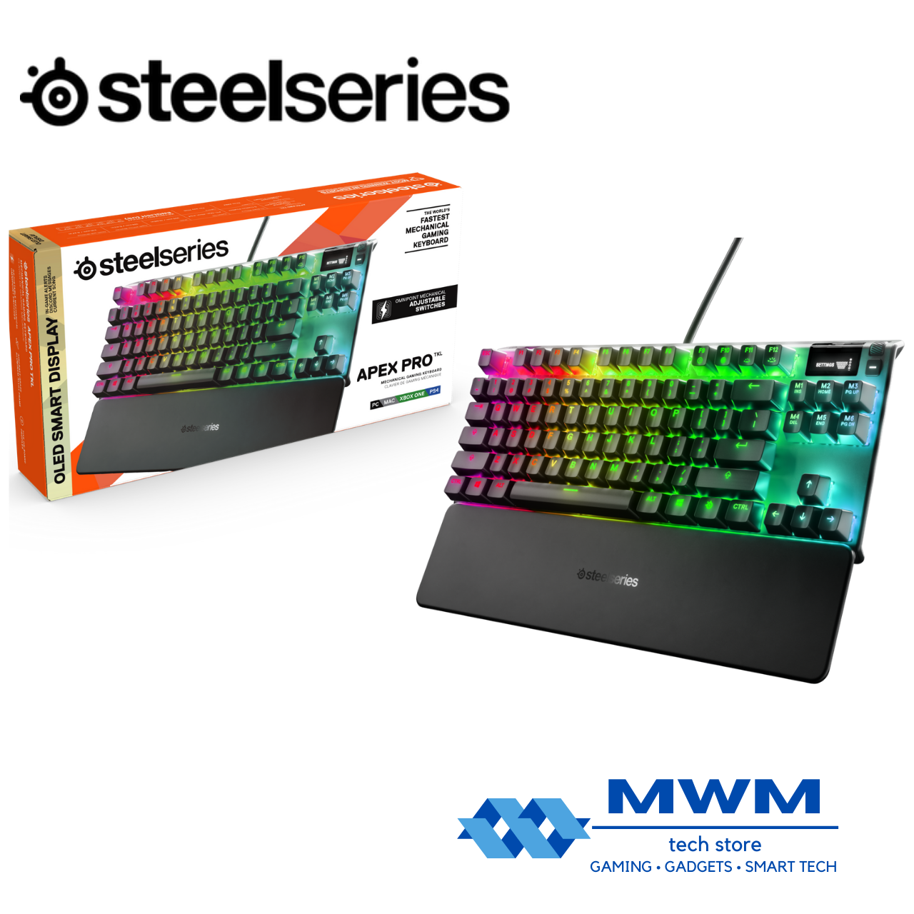 Steelseries Apex Pro Tkl Mechanical Gaming Keyboard Adjustable Actuation Switches Rgb Led Backlit Oled Display Great Alternative To Razer Redragon Logitech tech Hp Fantech Asus Acer Havit Gigaware