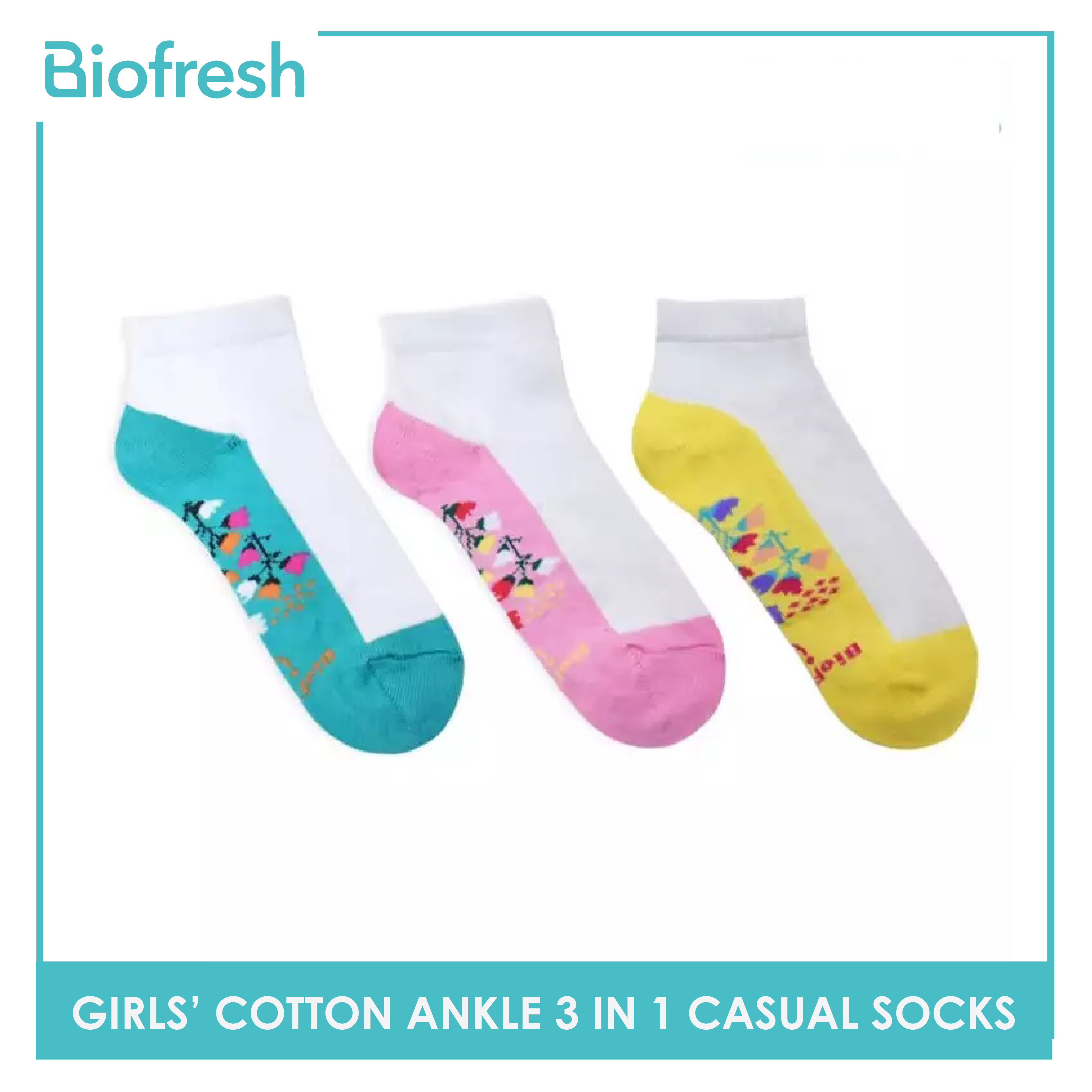 Biofresh Girls' Antimicrobial Lite Casual Low Cut Socks 3 pairs in 1 pack RGCKG34 Lazada PH