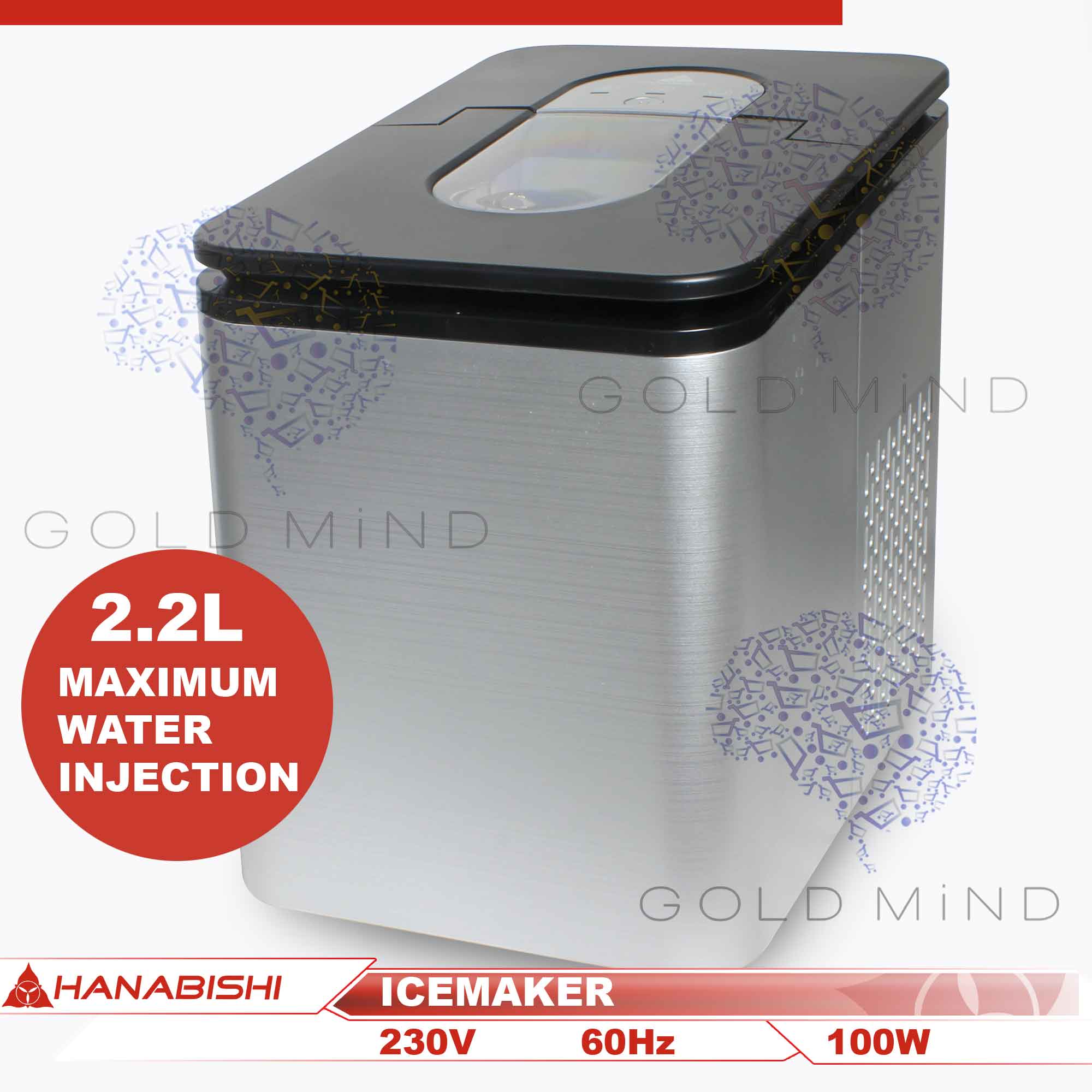 Hanabishi Ice Maker Machine Countertop, 9 Bullet Ice Ready 10min, 12kg