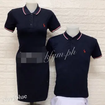 couple dress and polo shirt