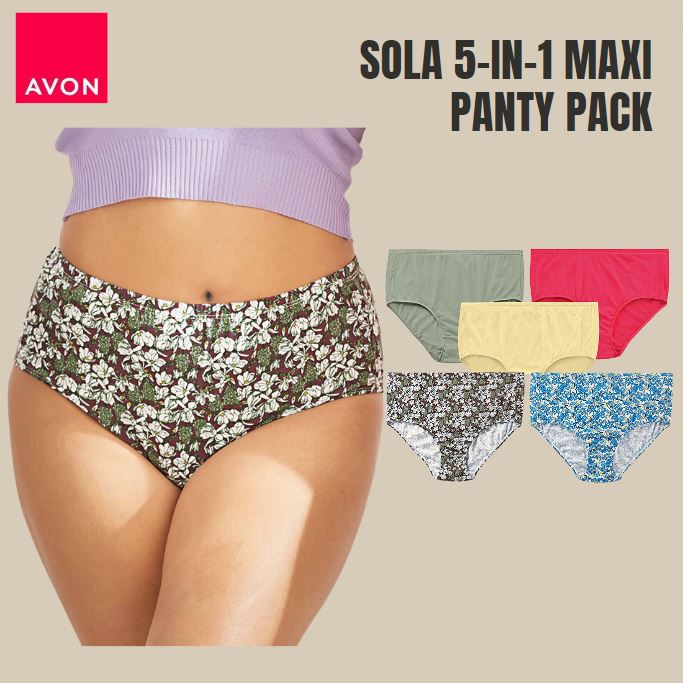 Avon Official Store Cathy 5-in-1 Maxi Panty Pack, Plus Size High Waist  Briefs Embrace Your Curves in Simple, Breathable Lingerie. Achieve a  Body-Slimming Effect with Elastic Tummy Control. Crafted with High-Quality  Pure