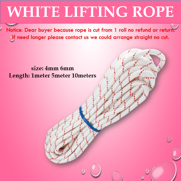 1m 10m 4mm6mm White Lifting Rope Safety Rope, Braided Rope