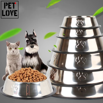 Dog Cat Bowls Stainless Steel Feeder Water Bowl For Pet Dog Cats Puppy Outdoor Food Dish Size S M L XL/Pet dog cat Plain stainless Steel bowl/water bowl