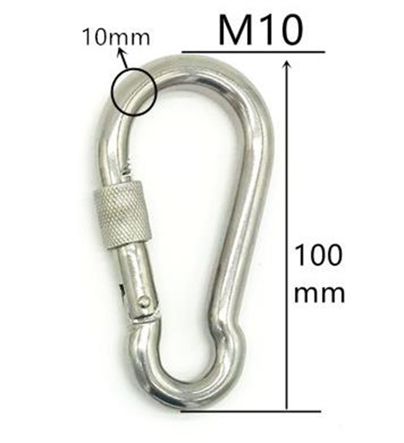 Metal Carabiner 8/10cm Steel Thumb Screw Closure Carabiner Spring Snap