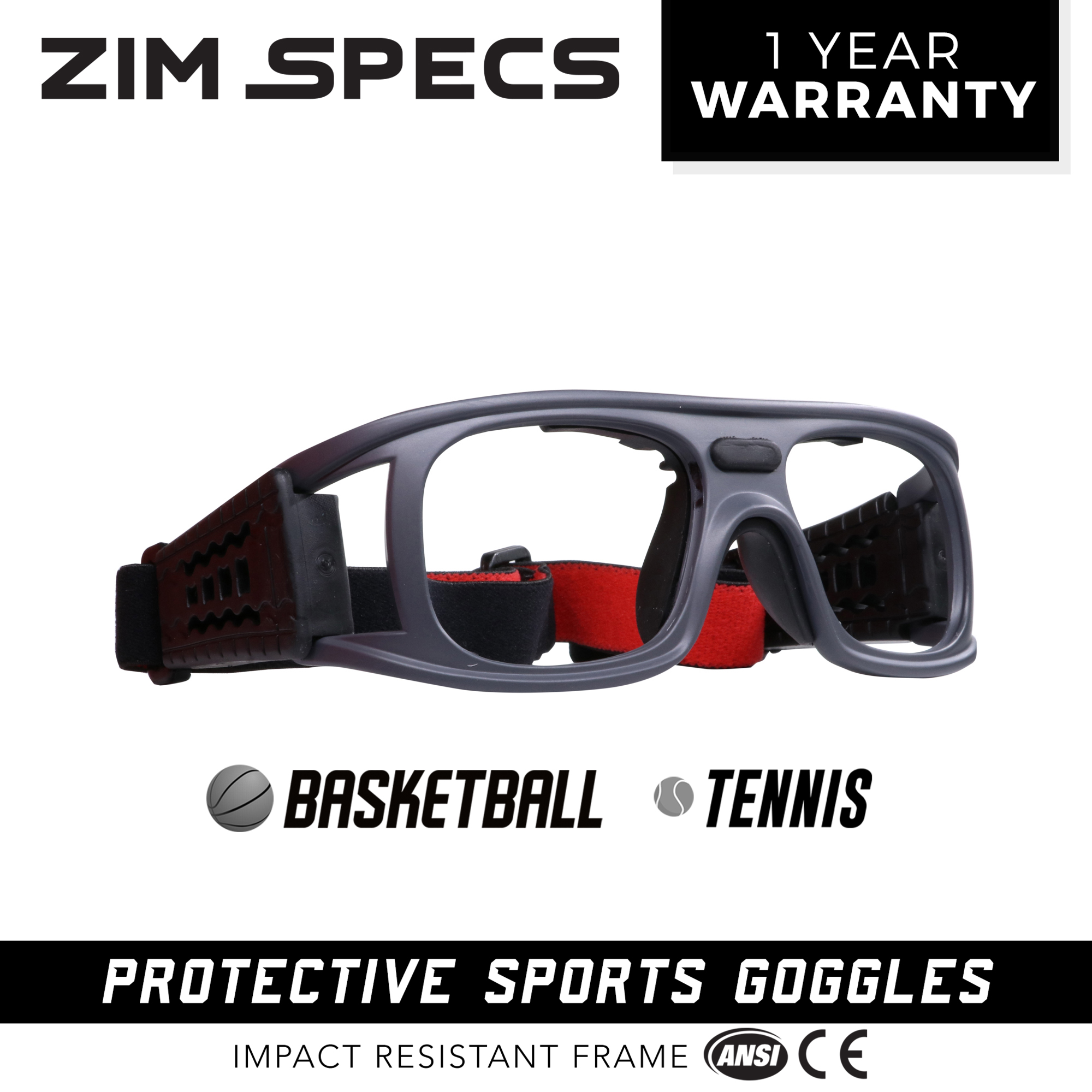 Zim Specs Sports Goggles Basketball Tennis Safety Protective Eyewear