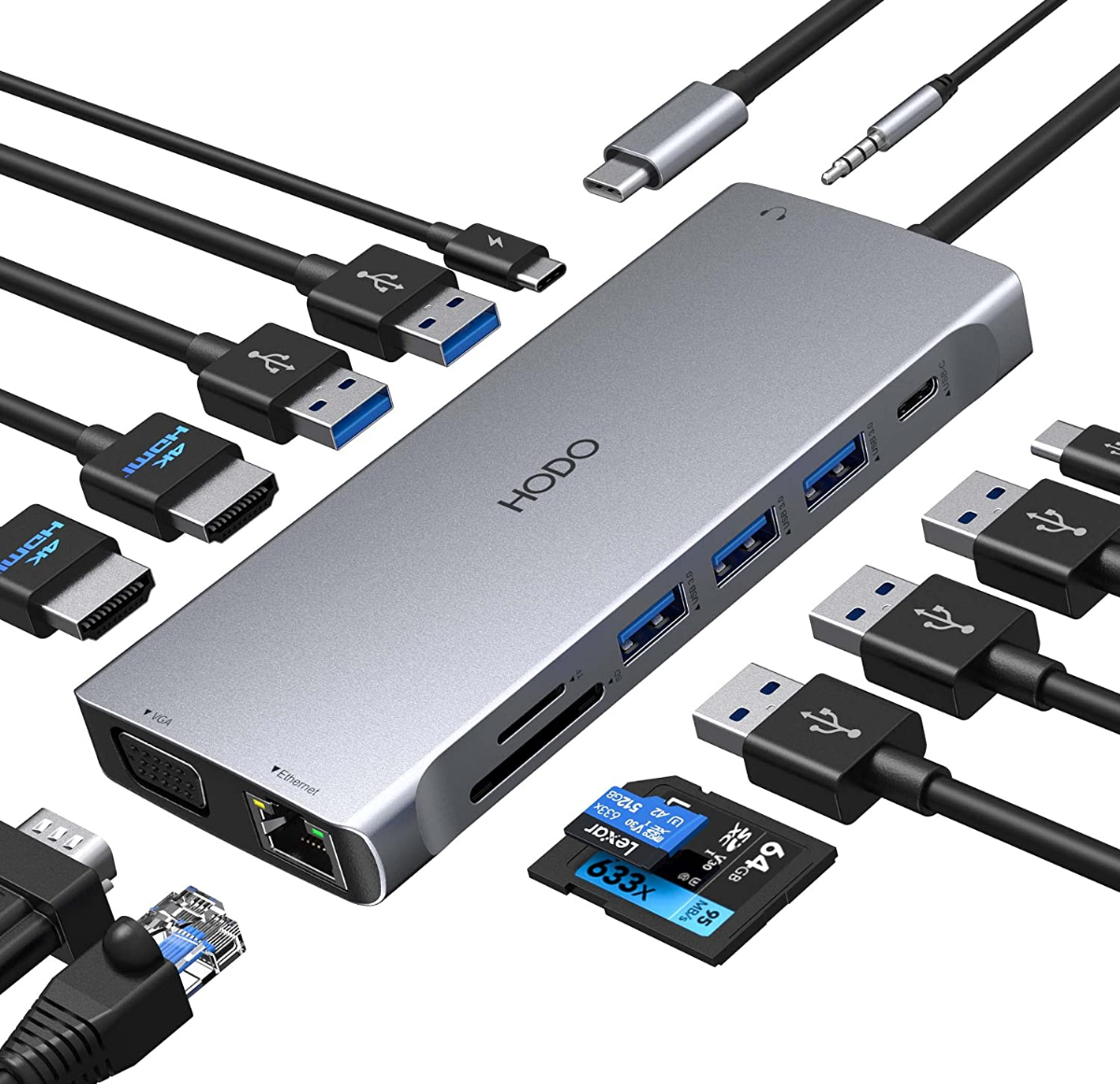 HOdo USB C Docking Station Dual Monitor,14 in 1 USB C Laptop Docking