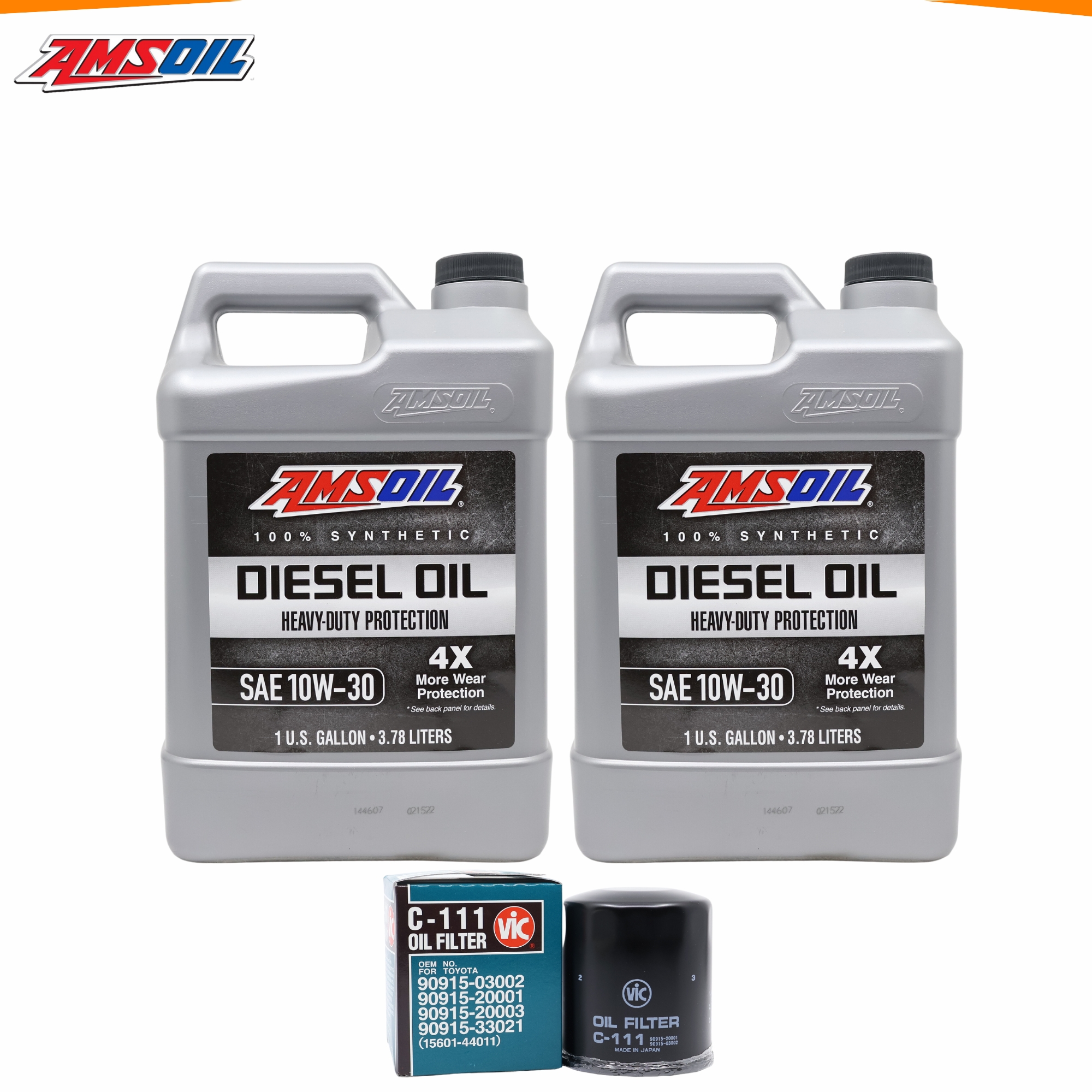 AMSOIL 5w40 Diesel Heavy Duty Oil Change Bundle 2 GAL, 1 C111 for