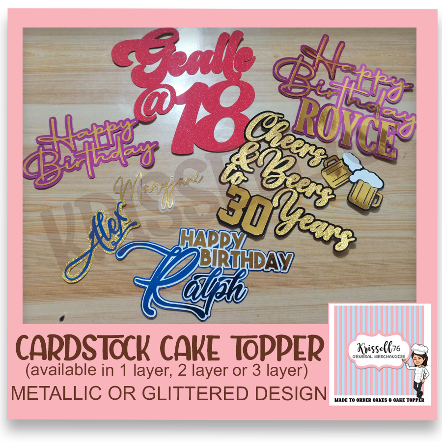 Customized Cake topper 5x7, 250gsm glittered Cardstock