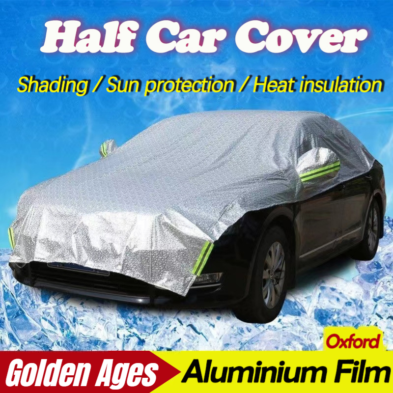 Half Car Cover Waterproof Sun UV Rain Dust Resistant Protection Suitable  for Hatchback SUV Sedan