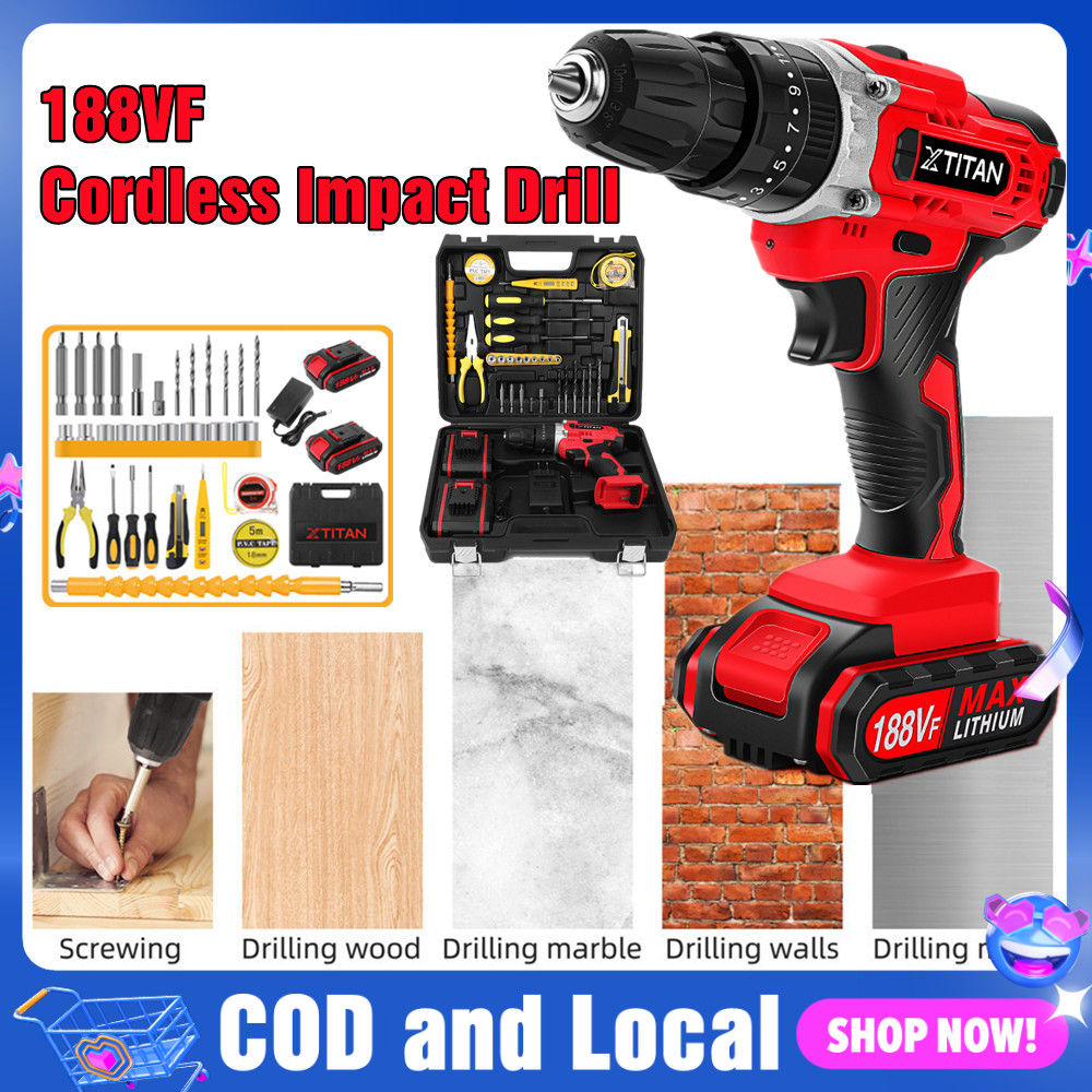 XTITAN 188VF Cordless Drill Impact Cordless Drill 3 Mode 2 Speed