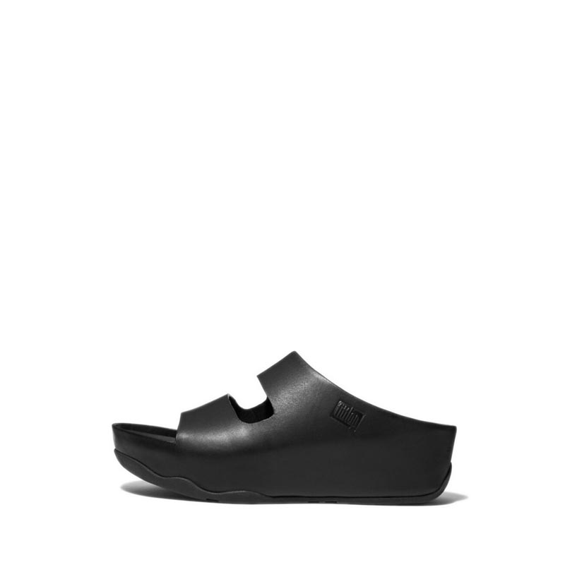 FITFLOP SHUV TWO-BAR LEATHER WOMEN'S SLIDES- All Black | Lazada PH