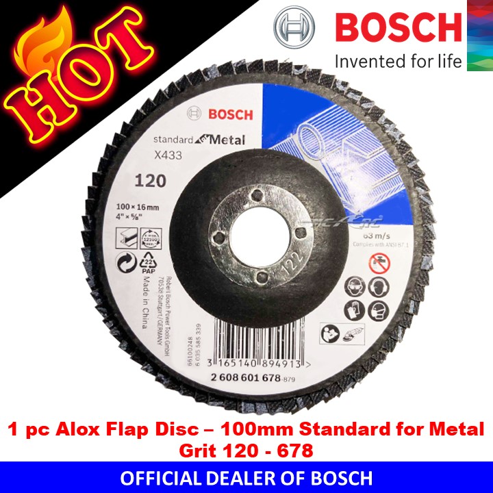 Bosch Alox Flap Disc 100mm Standard for Metal Grit 120 678 Original