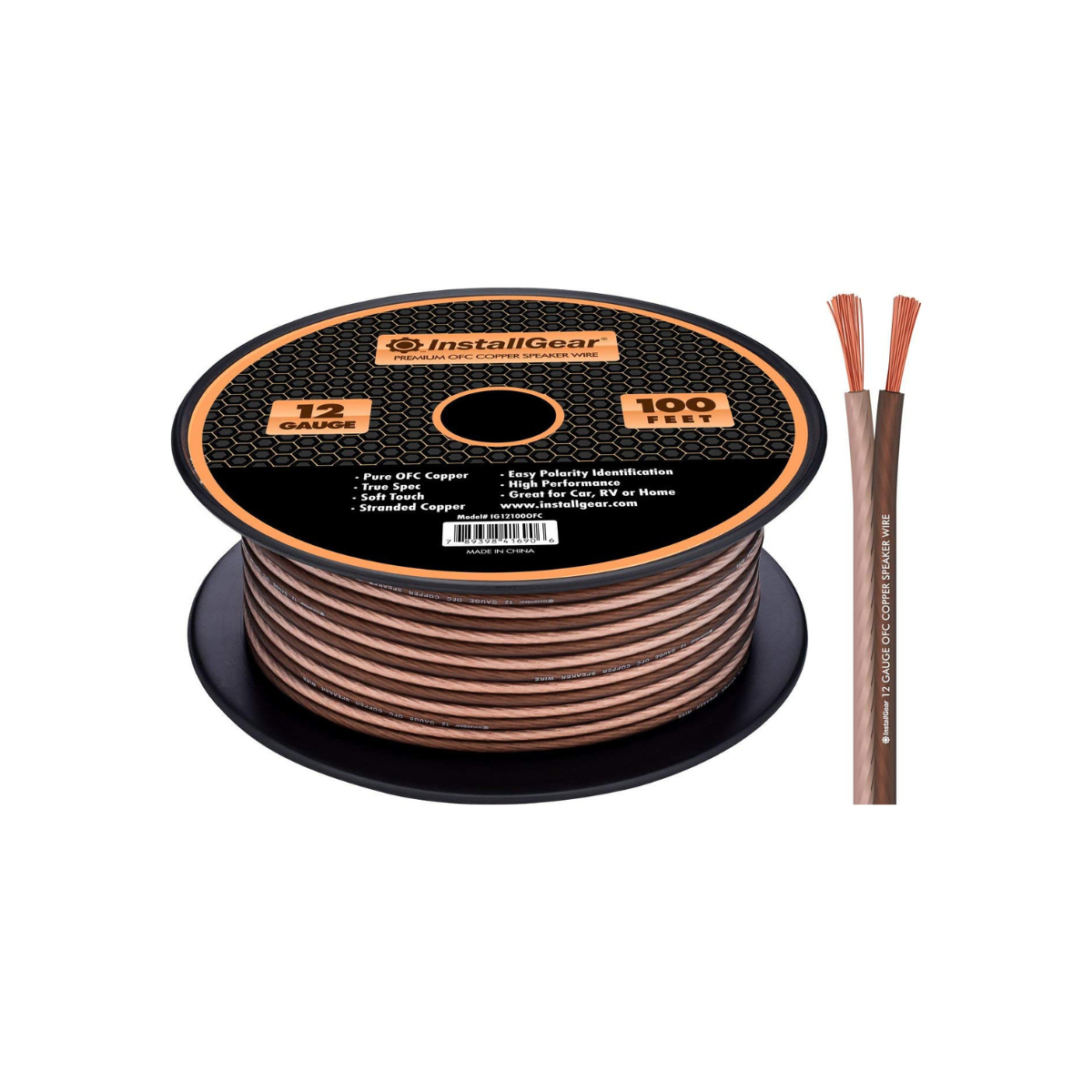  InstallGear 12 Gauge Speaker Wire (100ft) - Brown 12 AWG  Speaker Wire Speaker Cable 99.9%, Oxygen-Free Copper - True Spec and Soft  Touch Cable